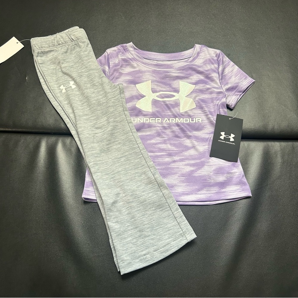NWT Under Armour Leggings & Tee Set Girls Size 2T
